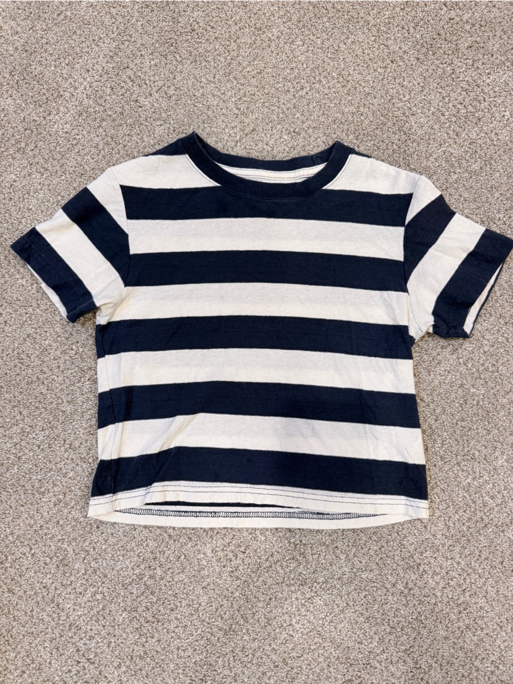 BDG Navy and White Striped Teen Size Medium Cropped Tee